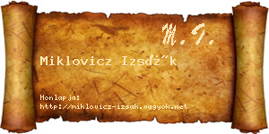 Miklovicz Izsák névjegykártya